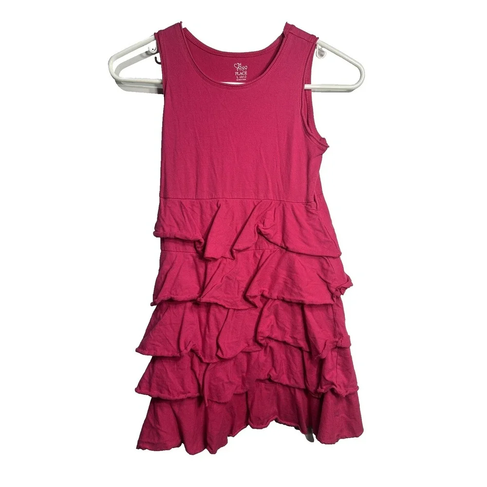 place girls sleeveless ruffle dress size large 10 12 pink